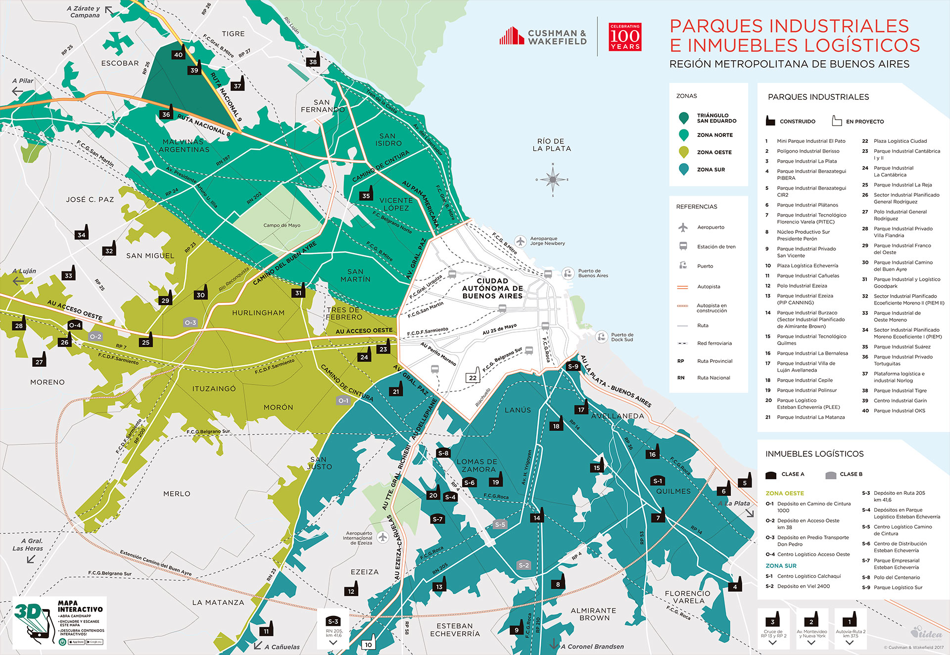 Mapa de parques industriales e inmuebles logísticos
